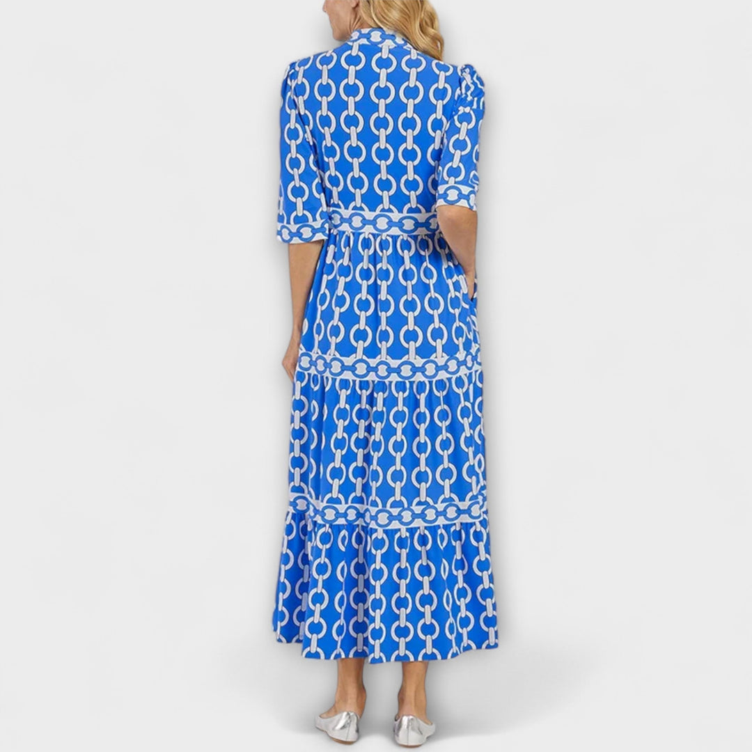 Vestido Midi com Estampa de Corrente