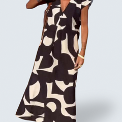Valérie | Women's V-Neck Dress, Lightweight Printed Flowy Dress for Everyday