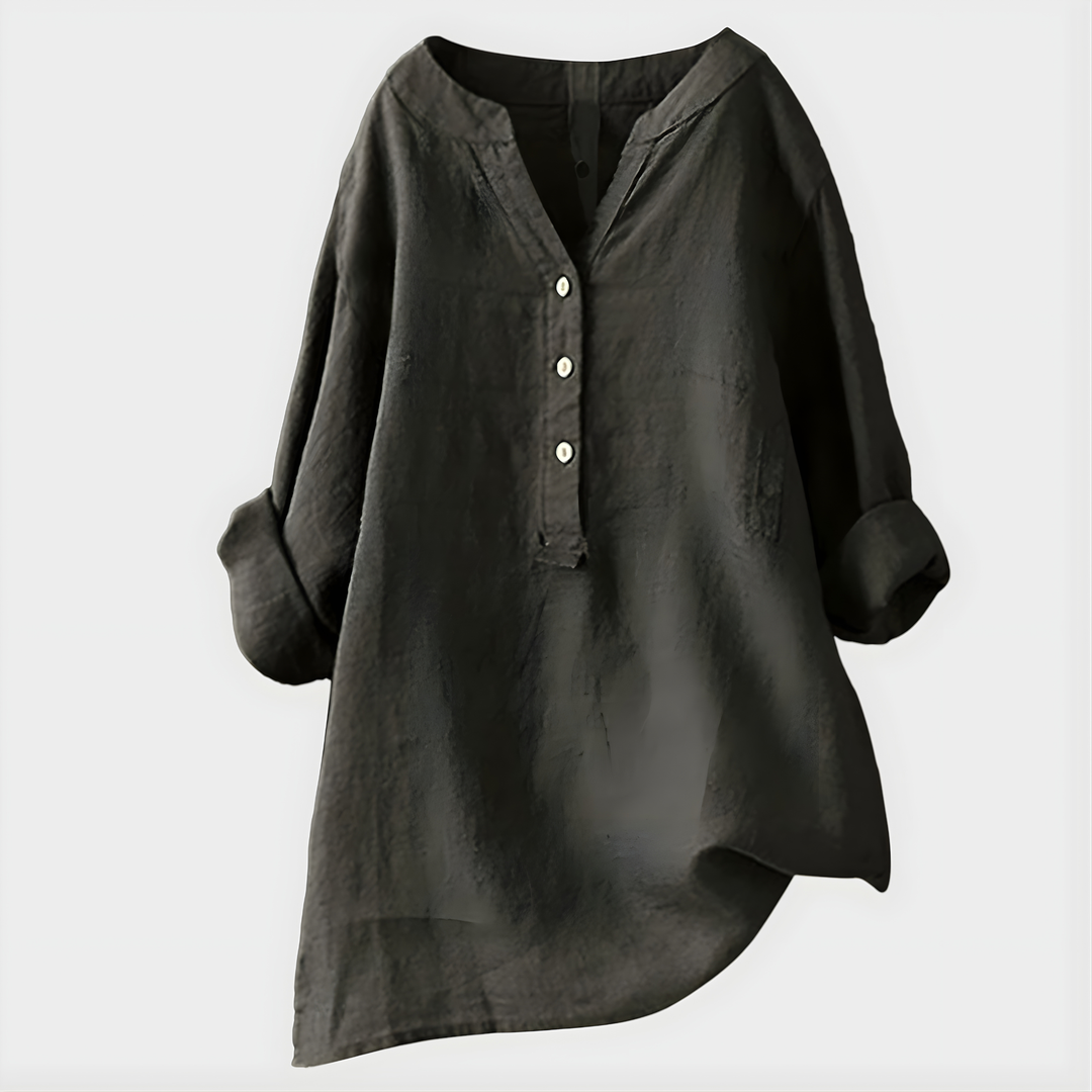 Blusa Veronique Elegante de Algodão com Decote em V