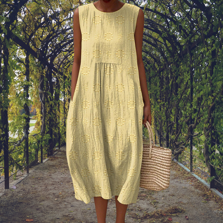 Aikaterini – Vestido Elegante Sem Mangas com Bolsos
