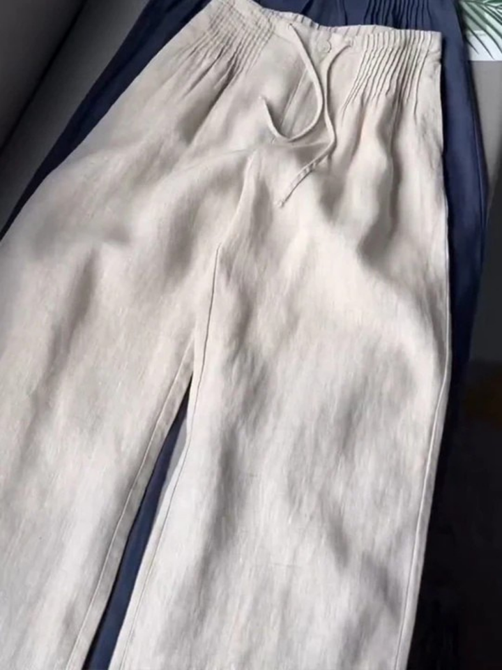 Camille | Calça pantalona em algodão e mistura