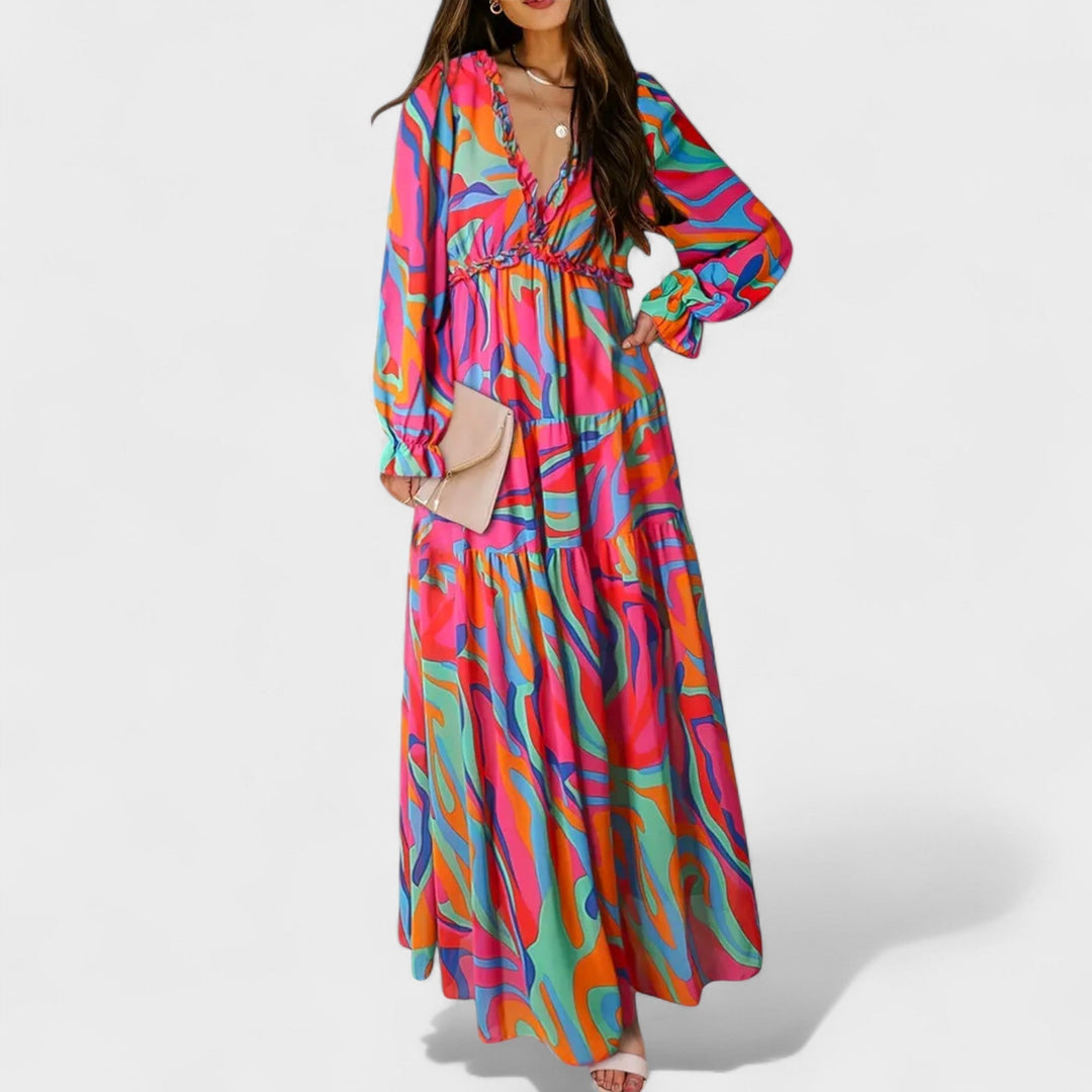 Zera | Vestido Longo Floral em Camadas