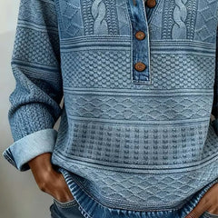Loryn | Denim Look Collared Knit Sweater