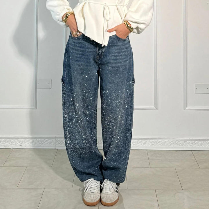 Raphaelle | Calças Cargo Jeans Estreladas e na Moda