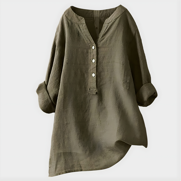 Blusa Veronique Elegante de Algodão com Decote em V