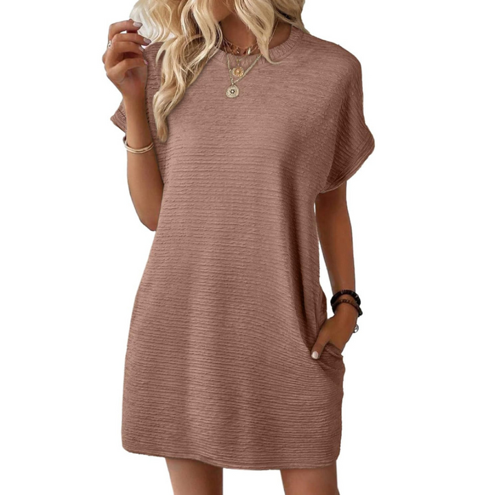 EVASHA – Vestido de Verão Casual Minimalista com Decote Redondo
