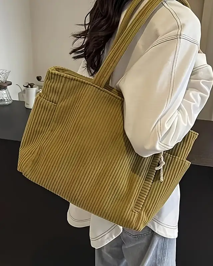Tilda – Bolsa Tote Canelada com Detalhe em Cordão