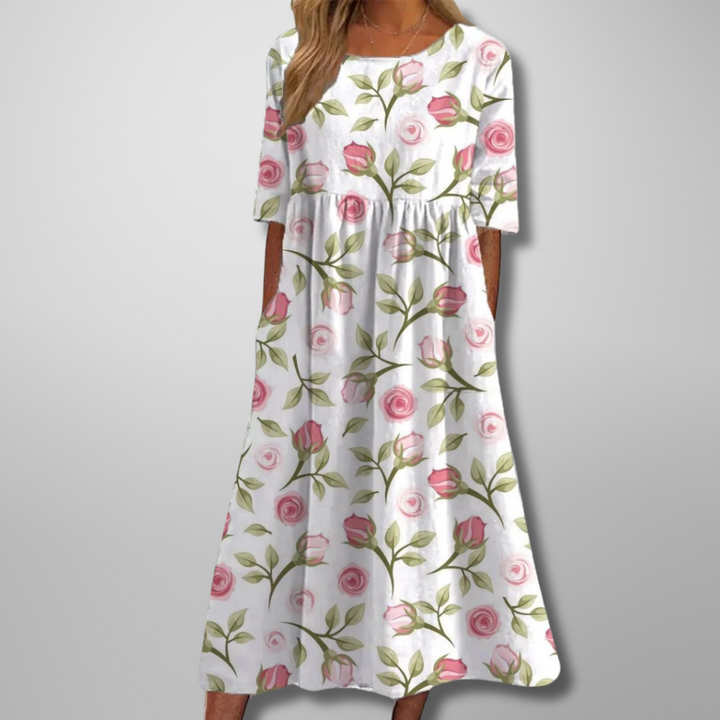 Gail | Vestido Midi Floral Relaxado