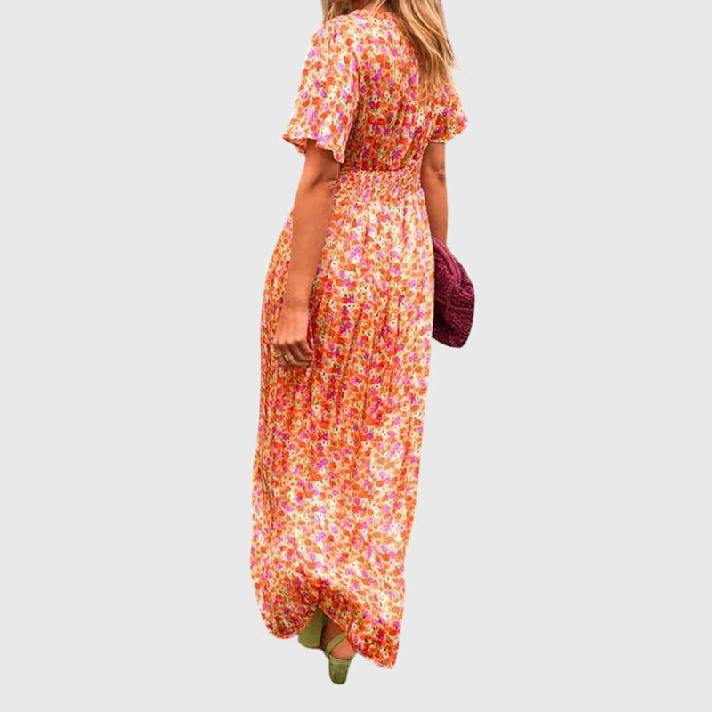 Alice | Women's Floral Summer Dress, V-Neck Lightweight Day Dress with Cinched Waist