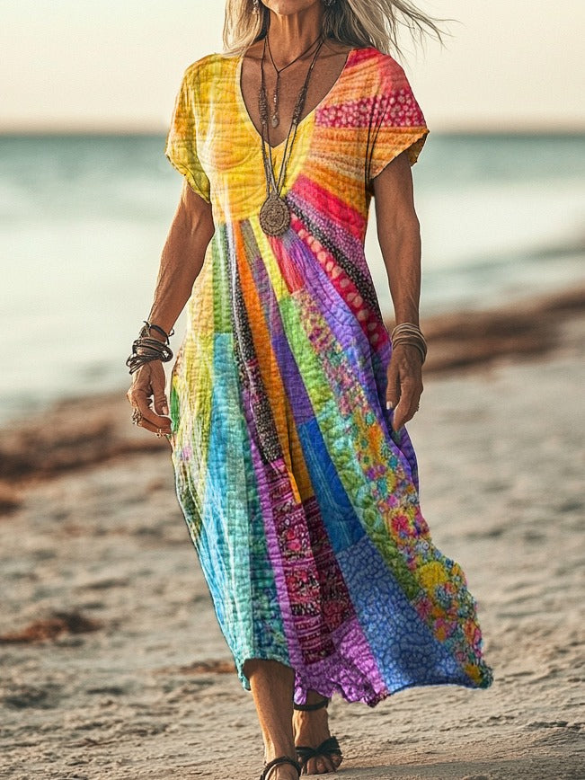 Vestido com Estampa Boêmia Sun