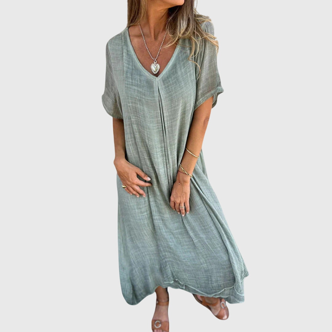 Fiona – Vestido Elegante e Leve com Decote em V