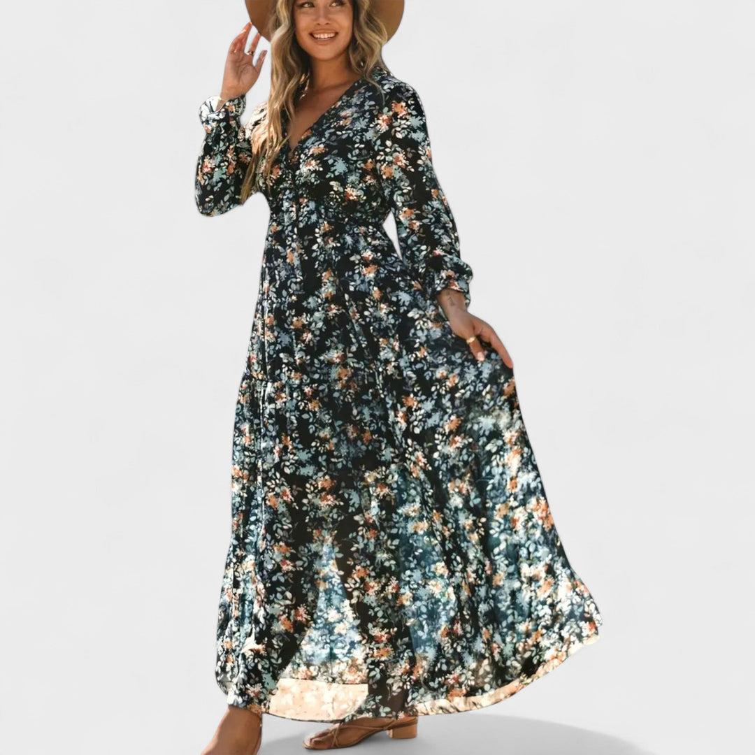 Zera | Vestido Longo Floral em Camadas
