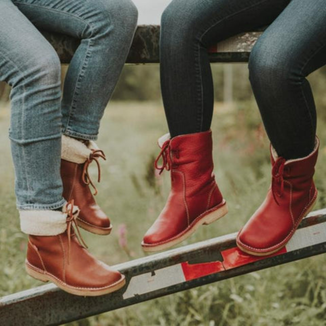 Women's Waterproof Vegan Leather Ankle Boots, Wool Blend Lined Winter Boots