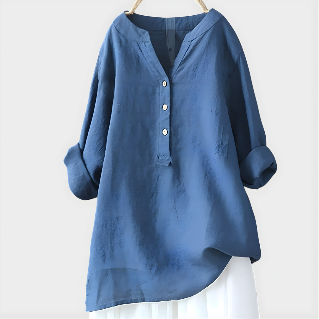 Blusa Veronique Elegante de Algodão com Decote em V
