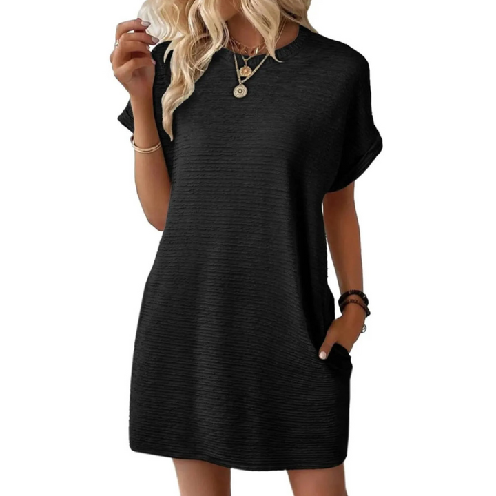 EVASHA – Vestido de Verão Casual Minimalista com Decote Redondo