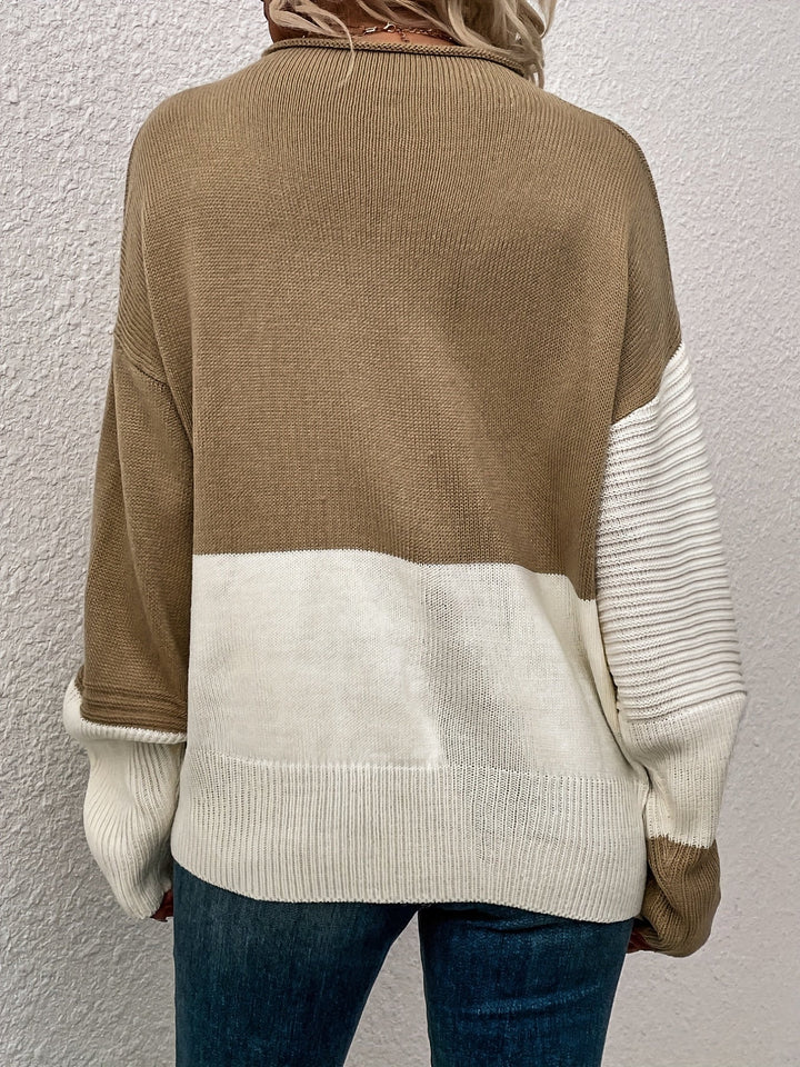 Talia | Chic Two-Tone Drop-Shoulder Style Pullover