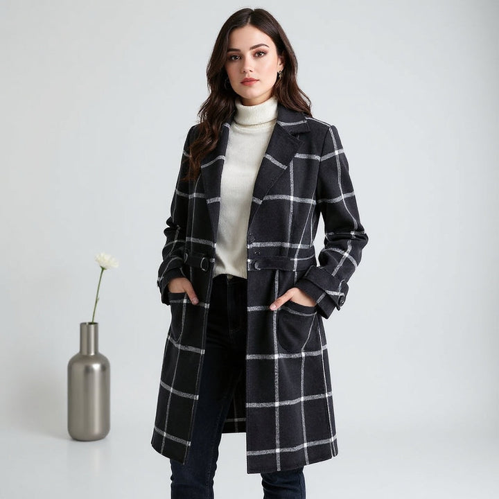 Valeria | Abrigo de Lana Elegante a Cuadros