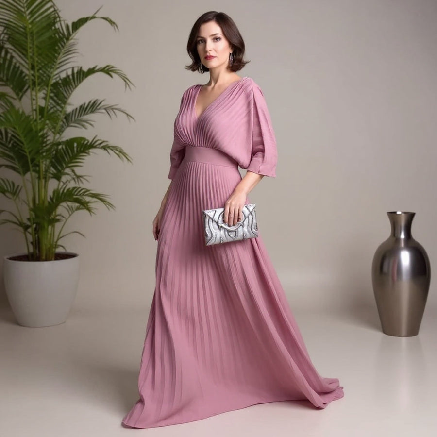 Greta | Women's Pleated Maxi Dress, Flowing Long Dress for Special Occasions