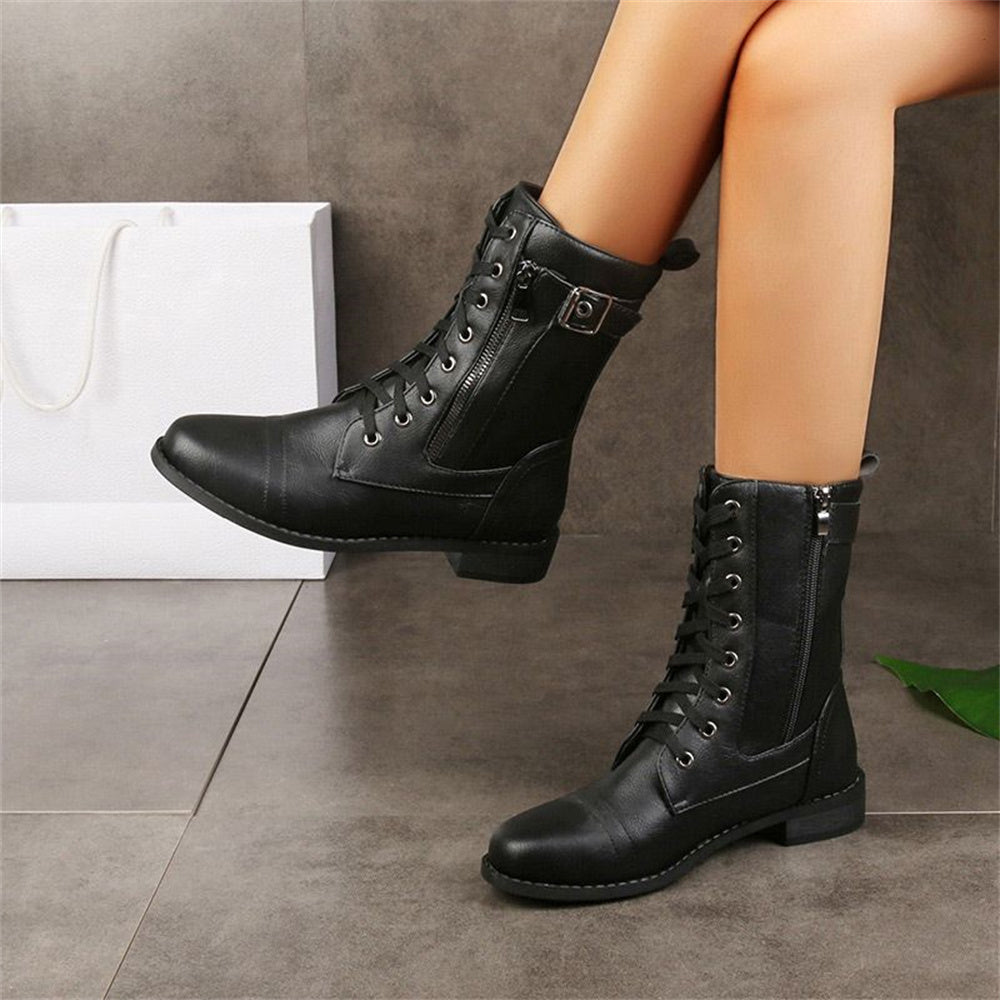 Erica Round Toe Side Zipper Comfort Boots