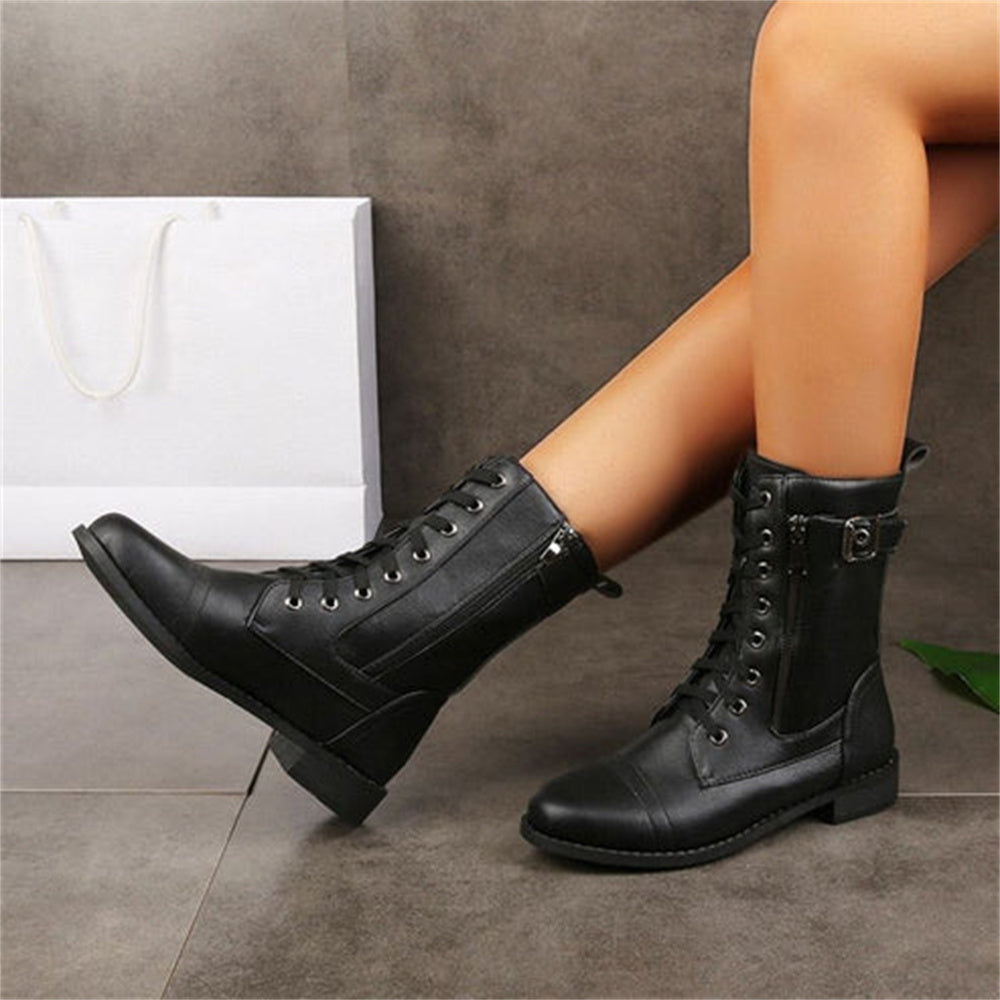 Erica Round Toe Side Zipper Comfort Boots