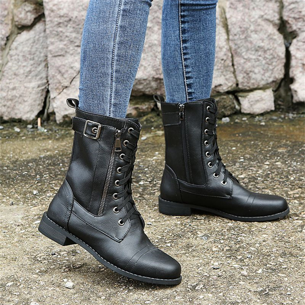 Erica Round Toe Side Zipper Comfort Boots