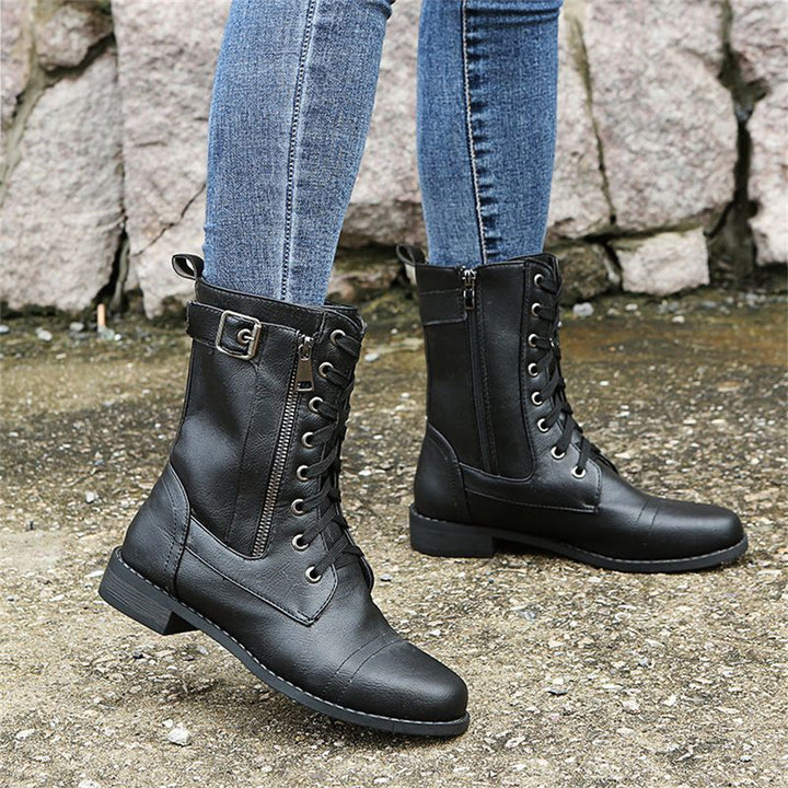 Erica Round Toe Side Zipper Comfort Boots