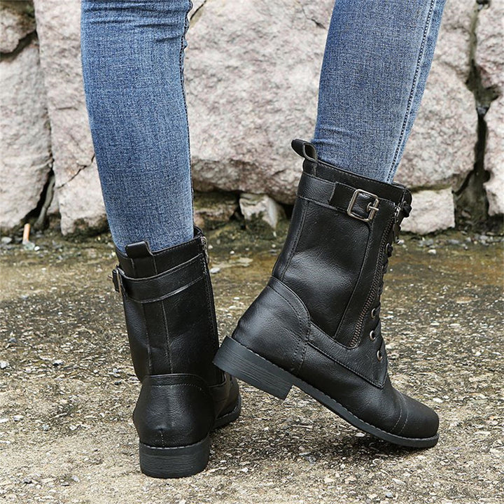 Erica Round Toe Side Zipper Comfort Boots