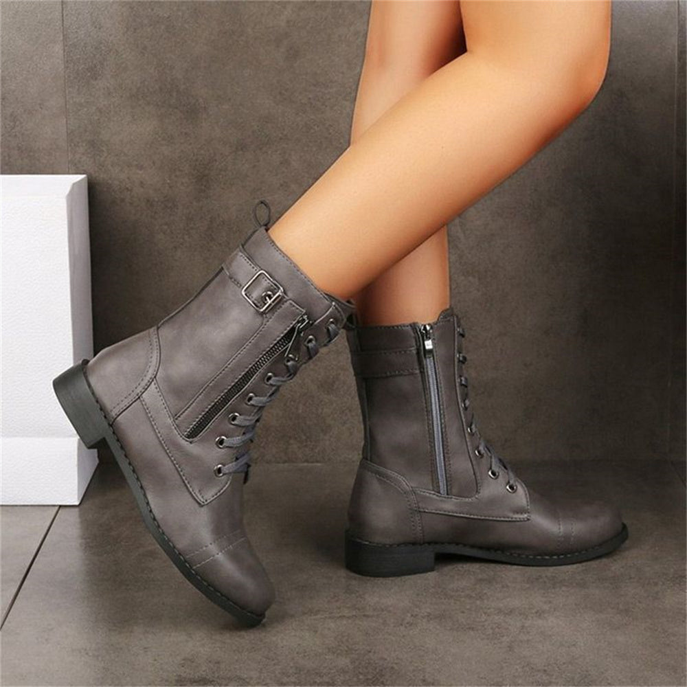 Erica Round Toe Side Zipper Comfort Boots