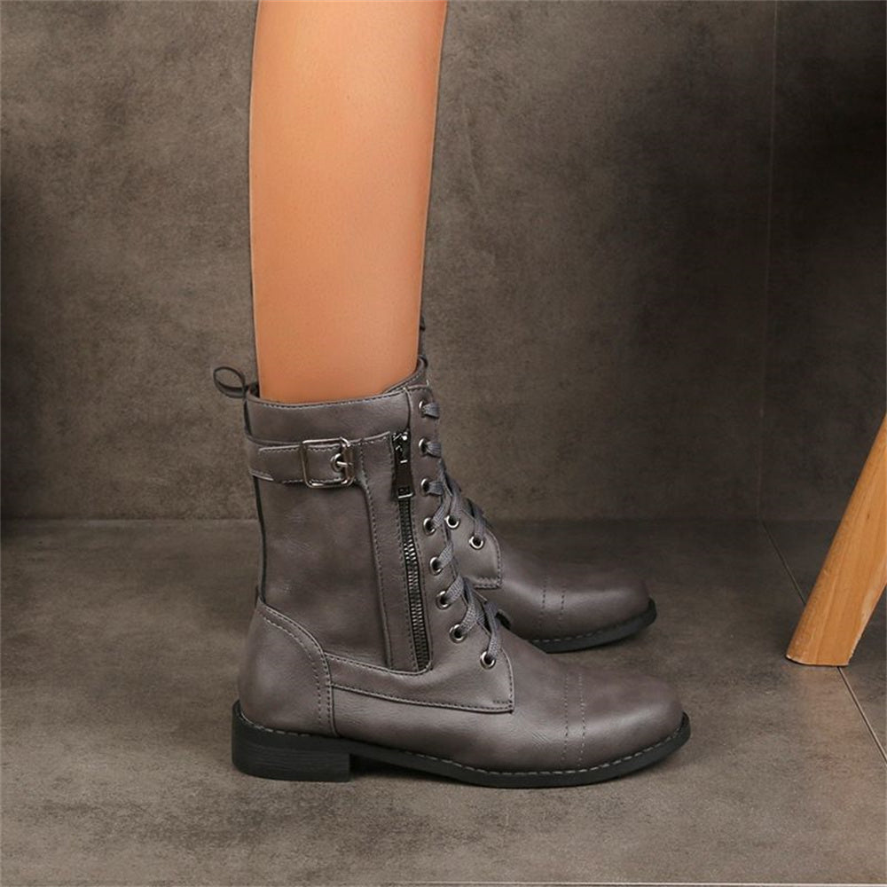 Erica Round Toe Side Zipper Comfort Boots