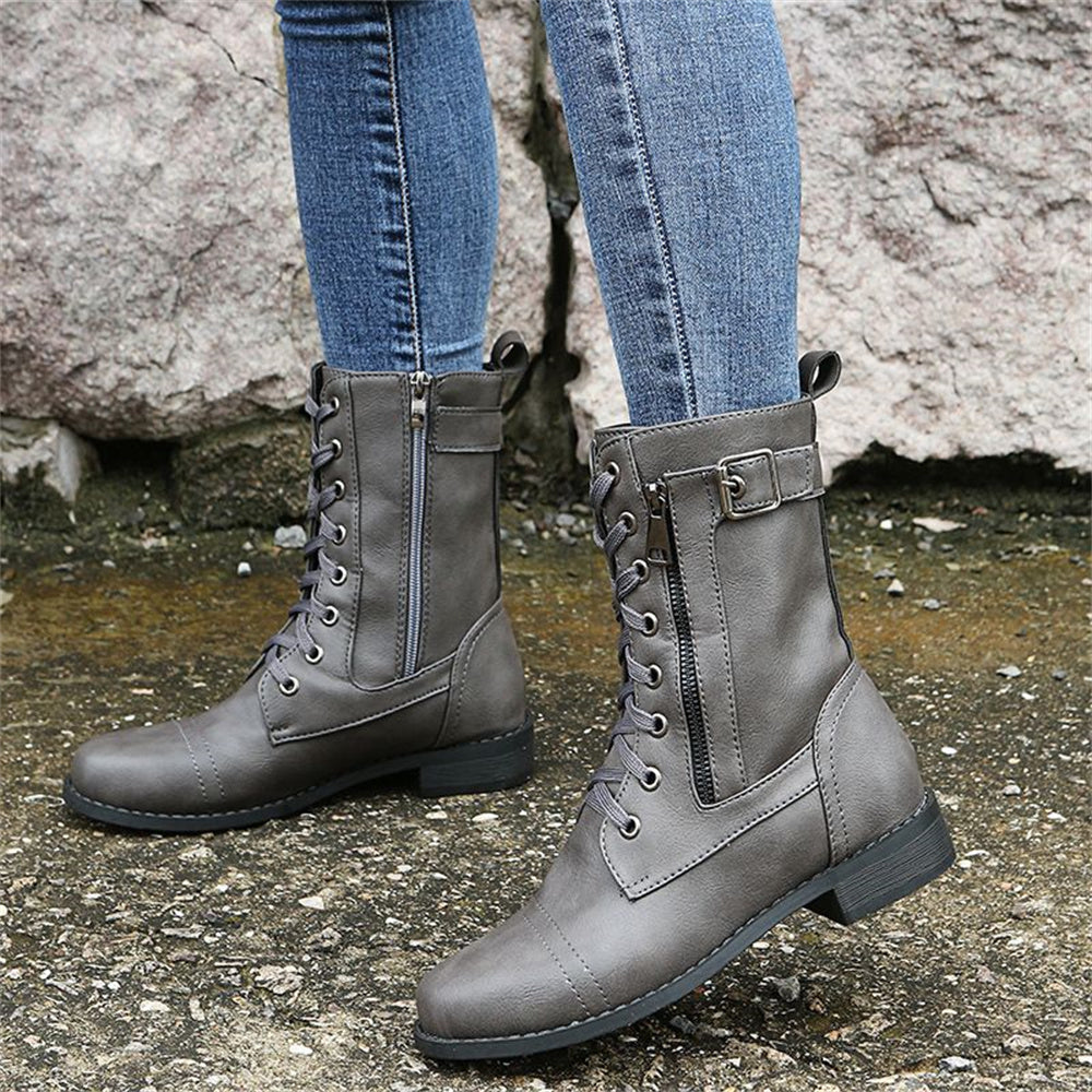 Erica Round Toe Side Zipper Comfort Boots