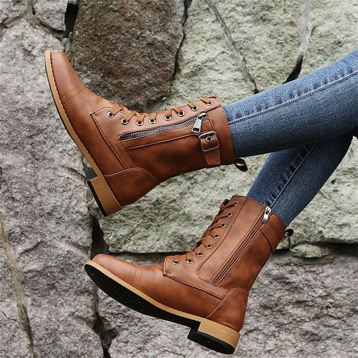 Erica Round Toe Side Zipper Comfort Boots
