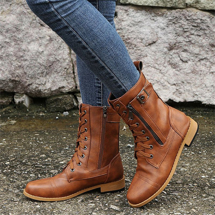 Erica Round Toe Side Zipper Comfort Boots