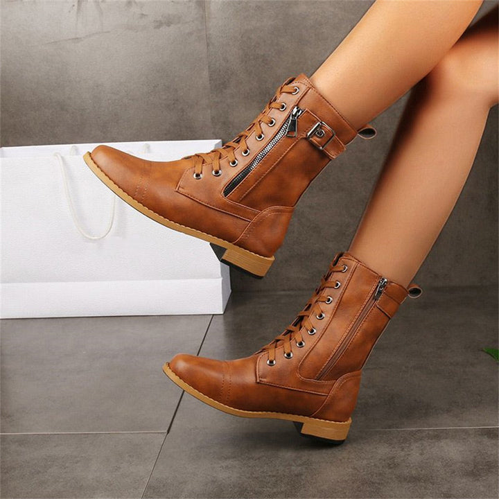 Erica Round Toe Side Zipper Comfort Boots