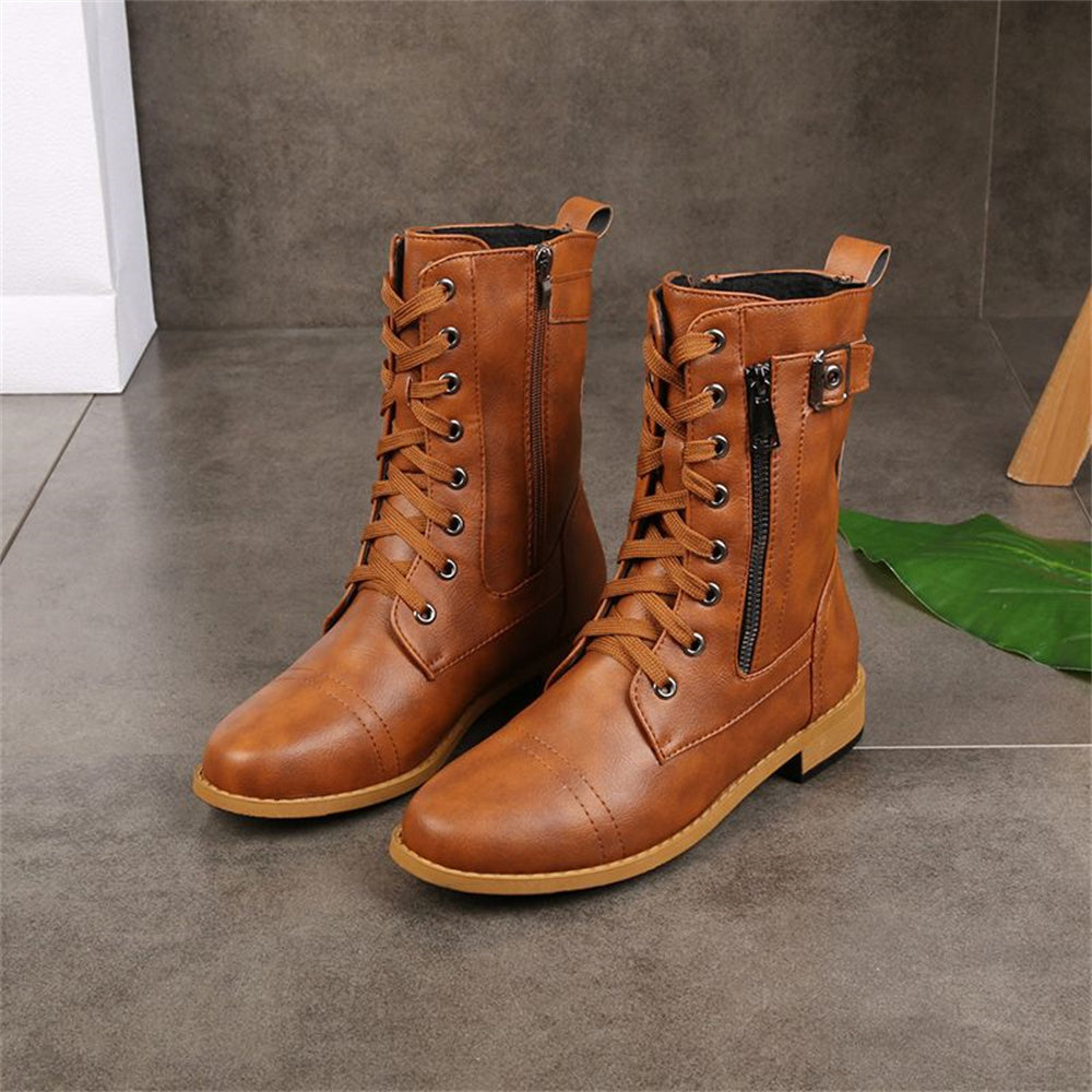 Erica Round Toe Side Zipper Comfort Boots