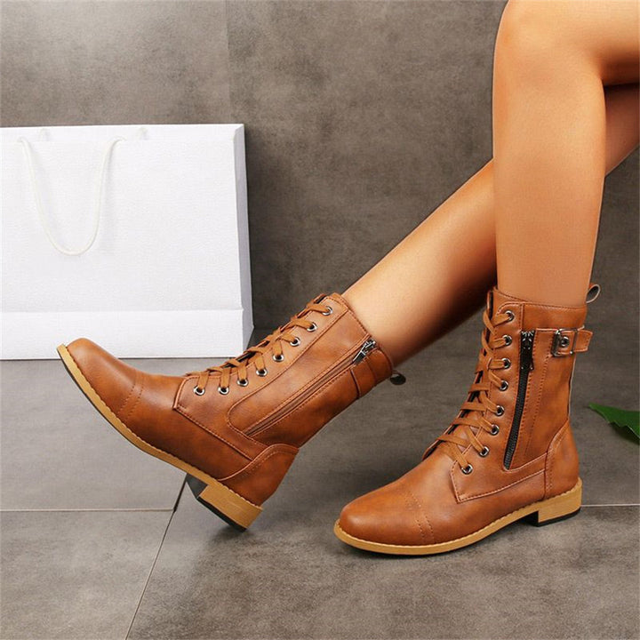 Erica Round Toe Side Zipper Comfort Boots