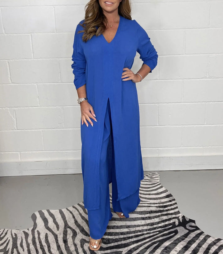 Conjunto Cherly Comfy de Duas Peças | Blusa Fluida e Calças de Perna Larga