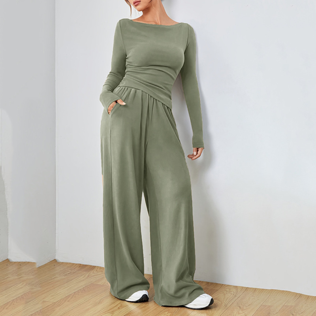 Abigail | Women's Relaxed Fit Two-Piece Set, Coordinated Top and Trousers Outfit