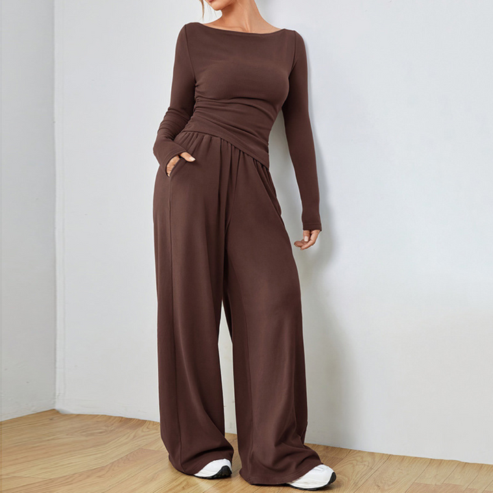 Conjunto Abigail Elegante e Aconchegante | Blusa e Calça de Caimento Relaxado