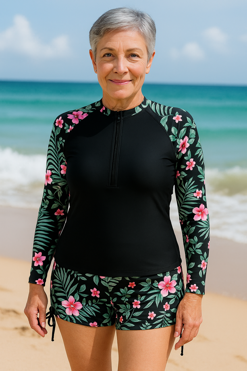 SereniSea Moda Praia | Conjunto Rash com Proteção UV – Elegância Segura ao Sol, Conforto o Dia Todo