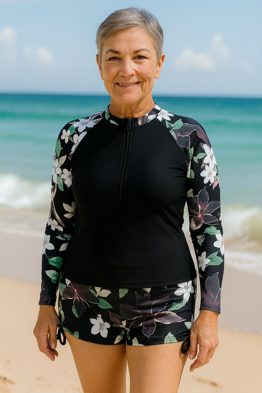 SereniSea Moda Praia | Conjunto Rash com Proteção UV – Elegância Segura ao Sol, Conforto o Dia Todo