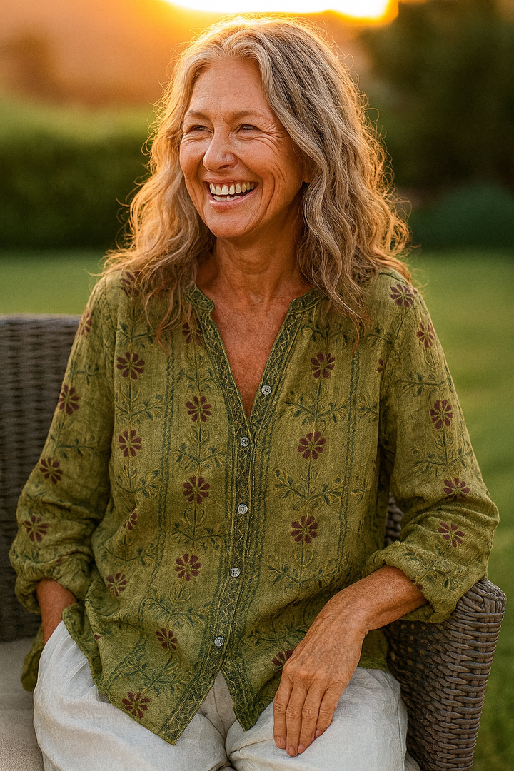 Fern | Blusa relajada con cuello en V – Estilo atemporal, comodidad sin esfuerzo