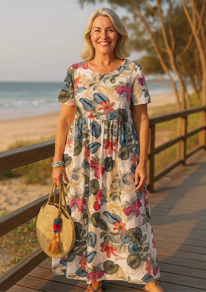 Masie | Vestido Longo Floral Arejado – Onde Conforto Encontra Confiança (S-5XL)