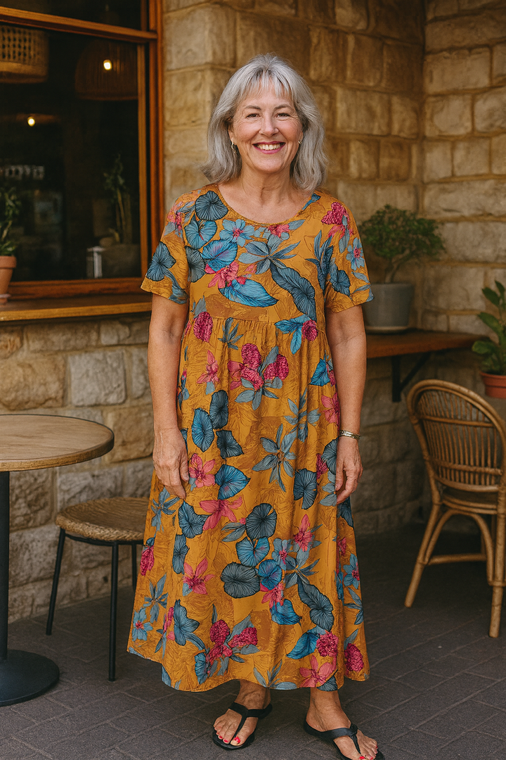 Masie | Vestido Longo Floral Arejado – Onde Conforto Encontra Confiança (S-5XL)