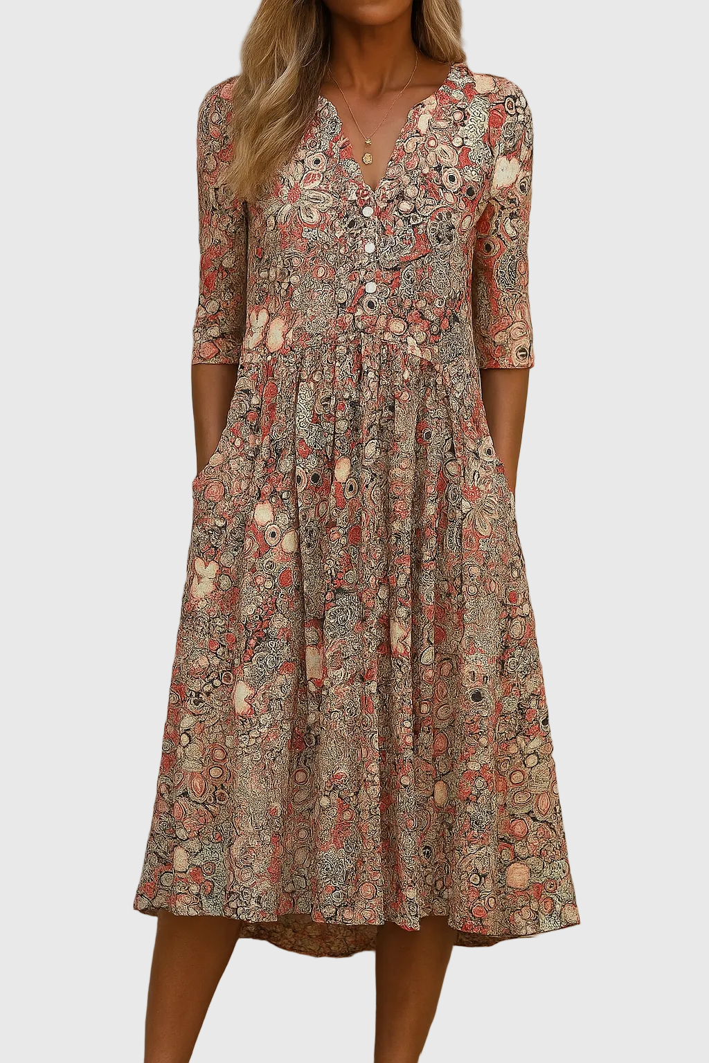 Harlow | Vestido Midi Elegante com Decote V Gracioso