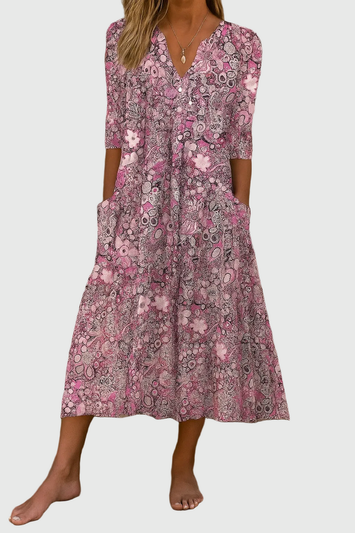 Harlow | Vestido Midi Elegante com Decote V Gracioso