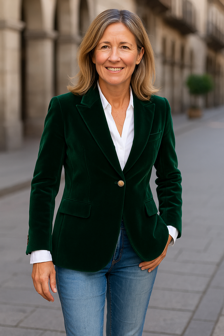Elena | Blazer de Veludo – Confiança, Conforto e Classe Atemporal