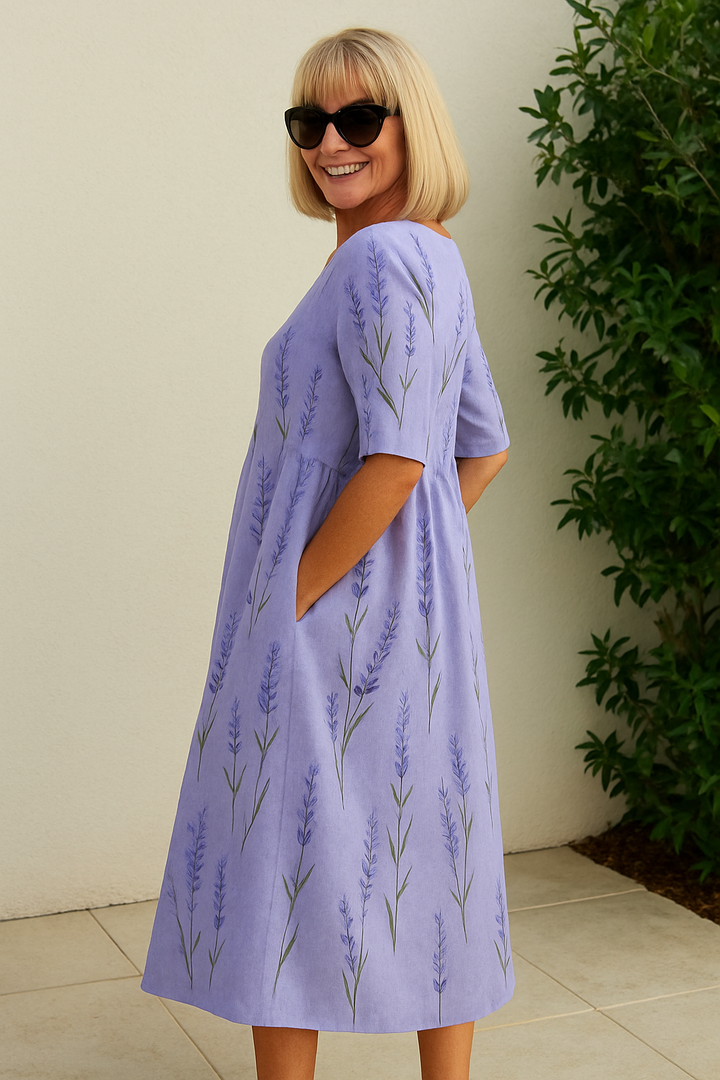 Eliza | Vestido Midi Relaxado - Elegância sem Esforço, Conforto Diário