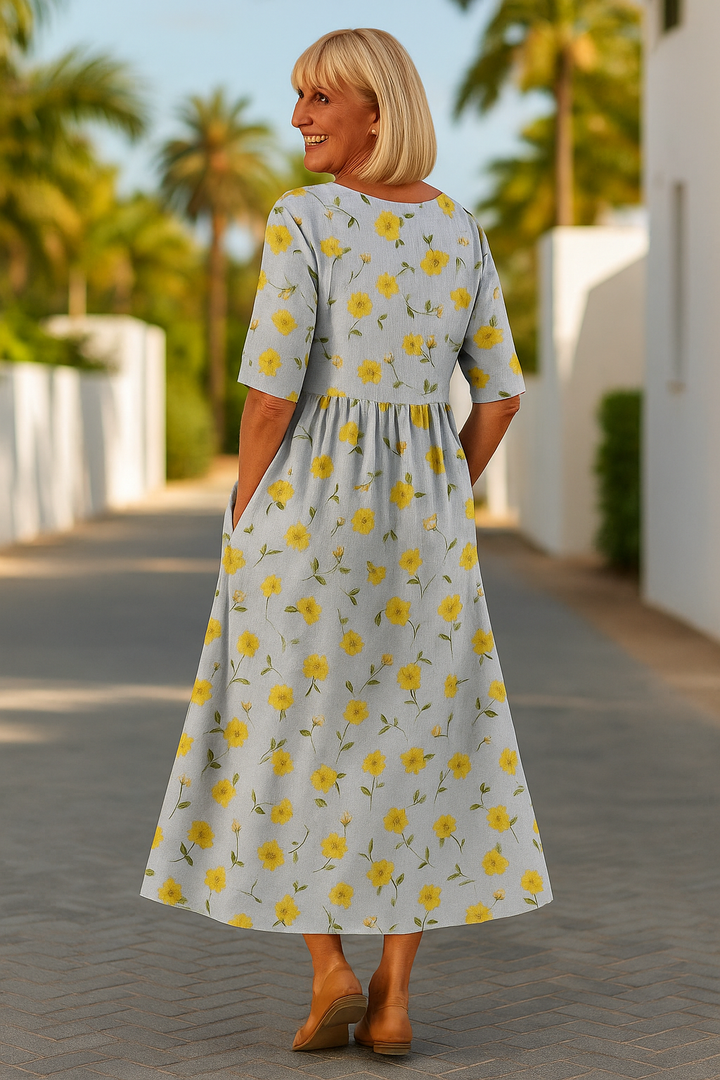 Eliza | Vestido Midi Relaxado - Elegância sem Esforço, Conforto Diário