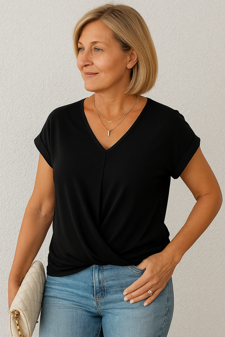 Liana | Blusa com Drapeado Suave e Torção na Frente - Valoriza, Confortável e Elegante