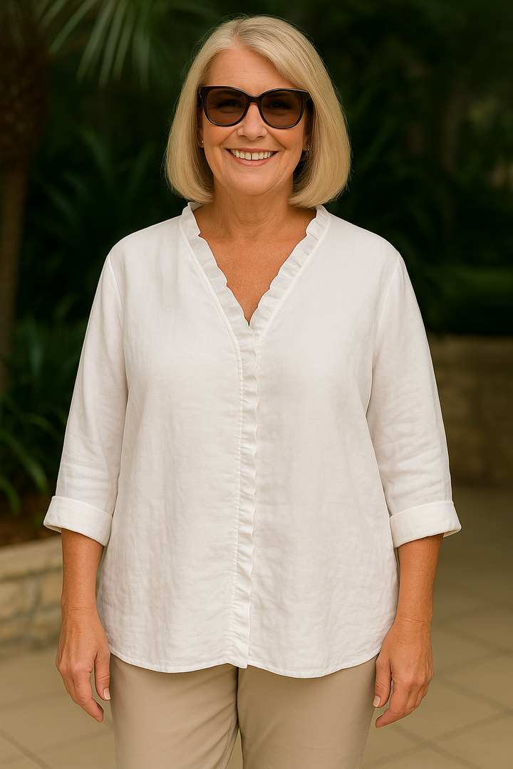 Maribel | Blusa com Babados Suaves - Para Conforto Real